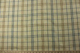 The P/Kaufmann© Macalister in Blue Moon is a versatile and stylish addition to any room. This chenille fabric, features a classic tan, brown, and blue plaid design that adds a touch of sophistication to your décor. Great for upholstery projects including sofas, chairs, dining chairs, pillows, handbags and craft projects.&nbsp;&nbsp;