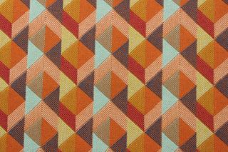 multipurpose tapestry fabric boasts a woven geometric design in shades of orange, purple, red, cream, and aqua. Crafted for durability with 51,000 double rubs, this fabric is perfect for a variety of projects.<span class="TextRun SCXW6698513 BCX8" lang="EN-US" data-contrast="auto" xml:lang="EN-US"><span class="NormalTextRun SCXW6698513 BCX8">&nbsp;</span></span>