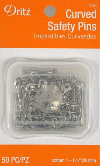 Curved Safety Pins - 50pc