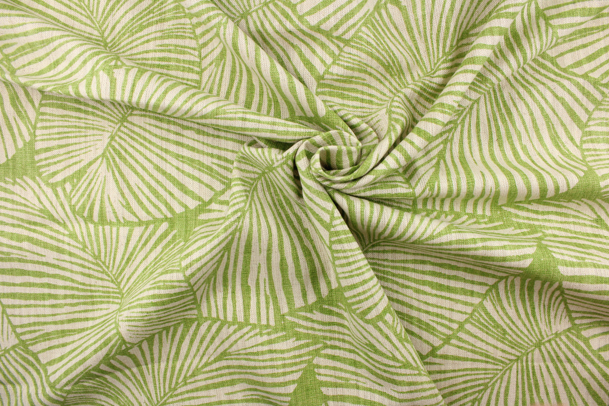 Tristan Leaf Green Tropical Drapery Fabric by Richloom Platinum