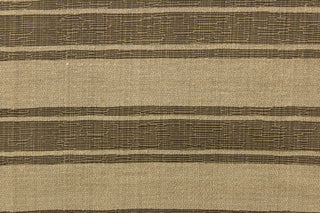 This yarn dyed fabric features a striped pattern in khaki and brown.  This fabric would enrich any room whether you use it for drapery or an accent chair.  It is also perfect for throw pillows, home décor.  The possibilities are endless. 
