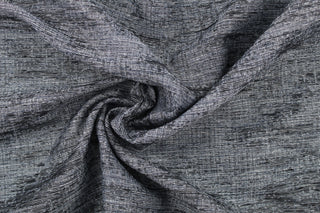 A mock linen in blue, black and gray.