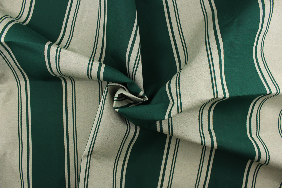 Linden Hill Green Stripe Fabric |. High UV | 100% Polyester | Outdoor Patio  Upholstery