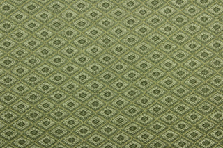 Integrated is a multi use fabric featuring a diamond pattern in shades of green and beige.  It is durable and hard wearing and would be great for multi-purpose upholstery, bedding, accent pillows and drapery.  