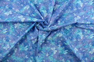  This fabric features butterflies and small flowers in white, blue, and violet.  The lightweight fabric is easy to sew and has a soft hand.  The versatile fabric makes it great for quilting, crafting and home décor.  