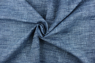 This outdoor fabric features a woven design in blue .