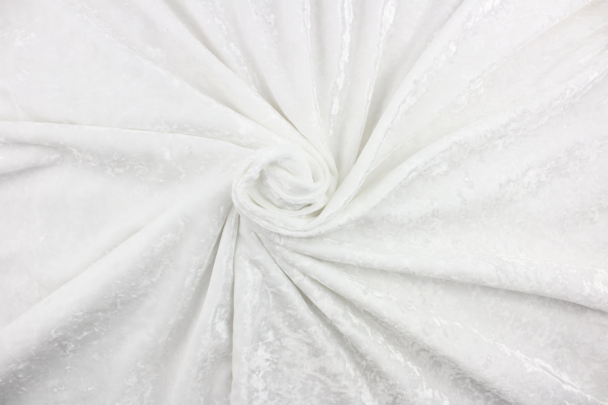 Crushed Velvet in Shimmer & Shine White - All About Fabrics