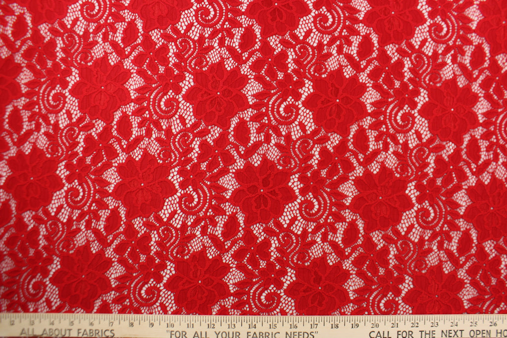 Stretch Lace Fabric in Red – All About Fabrics