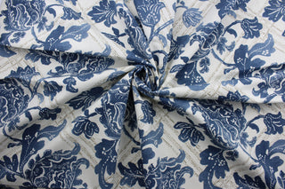 The Robert Allen© Bluebonnet in Indigo a unique, multipurpose print with geometric and floral motifs 