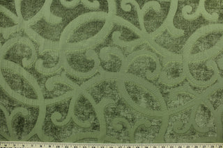 This multi use, hard wearing chenille fabric features a mosaic design in moss green and would be a beautiful accent to your home décor.  It is a heavyweight fabric that is soft and is perfect for upholstery projects, toss pillows, and heavy drapery.