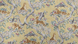 P Kaufmann© Lazy Days Chinoiserie Polished Cotton Fabric in Gold