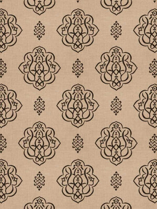 Medallion Damask Fabric in Black by Vern Yip
