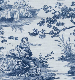 Waverly Idyllic Days Toile Fabric in Sapphire