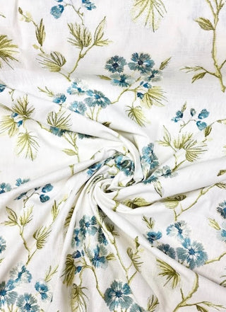 Stout Textiles Hanami Embroidered Fabric in Sky