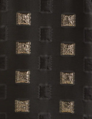 Asymmetric Lightweight Gold Squares Jacquard Fabric on Black