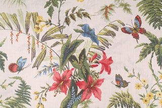 Duralee Weatherspoon Botanical Fabric in Red/Blue