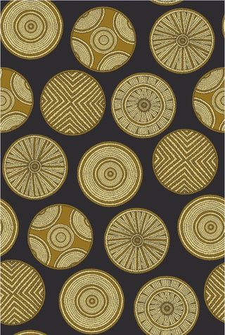 Fabric Traditions Mosaic Circle in Black/Metallic