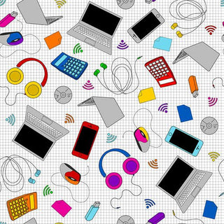 Blank Quilting Fabrics Top of the Class Tech Stuff Quilting Fabric in Multi