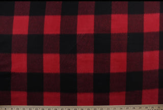 Buffalo Plaid Doubled Sided Fleece Fabric in Red