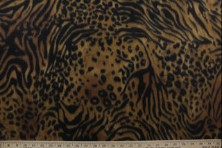 Animal Skin Doubled Sided Fleece Fabric in Brown

