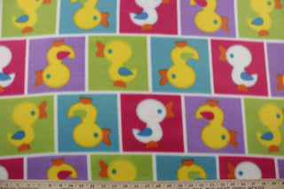 Duck Squares Fleece Fabric in Yellow