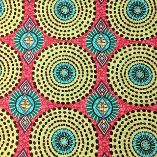 Fabric Traditions Global Circles Metallic Fabric in Coral Red