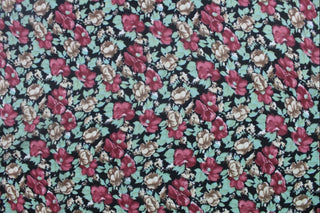 Austin English Roses Chiffon Fabric in Black