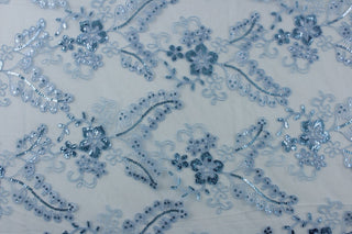 Rachel Delicate Embroidered Lace Fabric in Blue