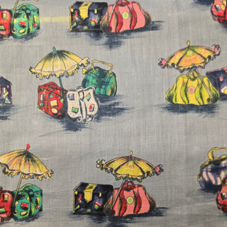 Ascher Studio Fabric Luggage Quilting Fabric in Blue