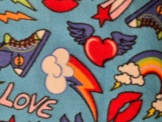 Star Rainbow Double Brushed Fleece Fabric in Turquoise