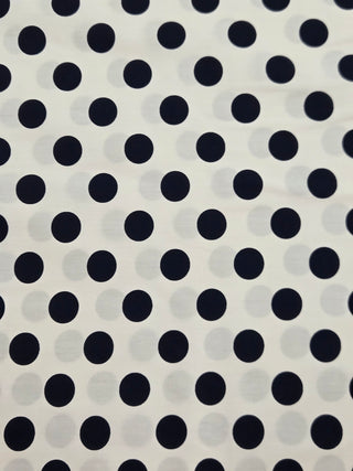 Big Navy Polka Dot Fabric in Cream