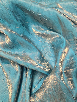 Valmont Crushed Iridescent Taffeta in Turquoise/Gold