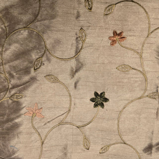 Newton Floral Embroidered Fabric in Taupe
