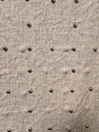Studded Heathered Wool Fabric in Grey