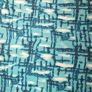 Chicken Scratch Stretch ITY Knit Fabric in Aqua