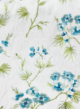 Stout Textiles Hanami Embroidered Fabric in Sky