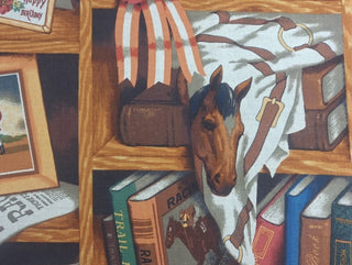 Robert Allen Winner Circle Equestrian Themed Fabric in Brown