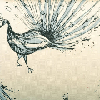 Laura Kirar Peacock Fabric in Grey for Highland Court in Bluestone