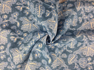 LuLu DK Botanical Fabric in Blue LE42617 
