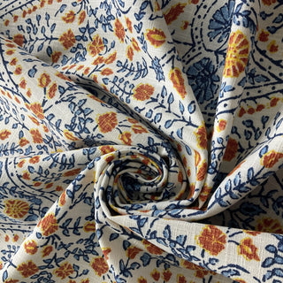 John Robshaw© Busun in Blue and Orange for Duralee Fabrics