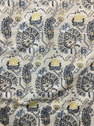 Robert Allen Aztec Flowers Jacquard Fabric in Sunray