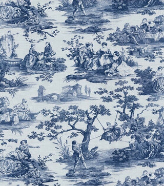 Waverly Idyllic Days Toile Fabric in Sapphire