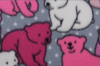 Polka Dot Bears Doubled Sided Fleece Fabric in Pink