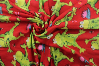 Kermit Doubled Sided Fleece Fabric in Red