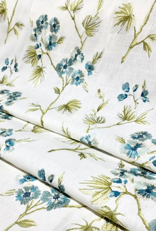 Stout Textiles Hanami Embroidered Fabric in Sky