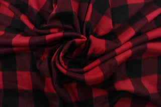 Buffalo Plaid Doubled Sided Fleece Fabric in Red