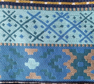 Robert Allen Pueblo Stripe Tapestry Fabric in Azure