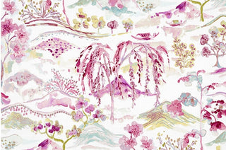 Belle Maison Willa Chinoiserie Toile Fabric in Cherry Blossom