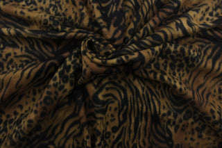 Animal Skin Doubled Sided Fleece Fabric in Brown
