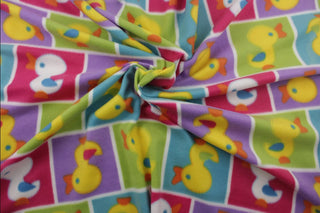 Duck Squares Fleece Fabric in Yellow